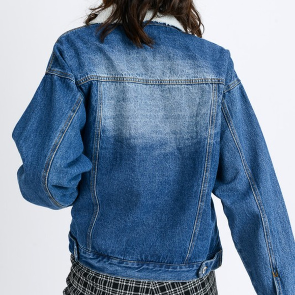 Denim Jacket with Sherpa Collar/Lining - Picture 5 of 6